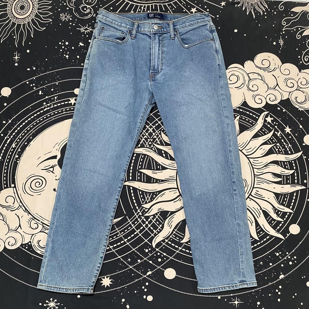 Gap Straight Jeans Men's 30x28 Blue Cotton Denim Workwear Travel Faded Stretch